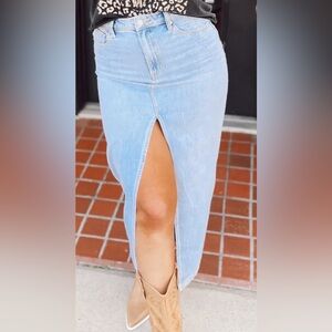 Sneak Peek Light Blue Maxi Skirt